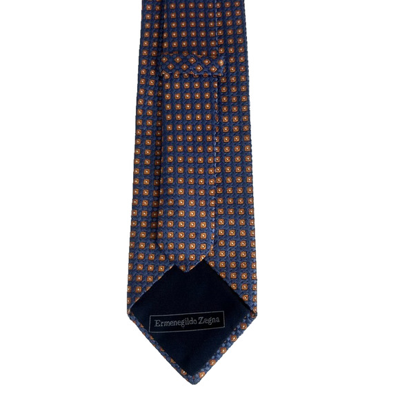 Ermenegildo Zegna Men's Neck Tie Purple And Orange Woven Geometric 100% Silk - Picture 1 of 9